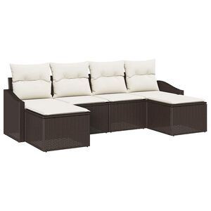 vidaXL Conjunto de Comedor de Jard&iacute;n con coj&iacute;n 6 pcs Marr&oacute;n y crema