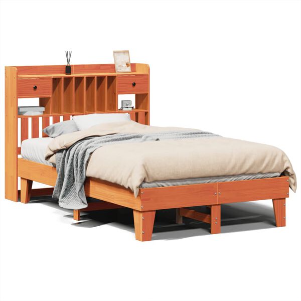 vidaXL Estructura de cama sin colch&oacute;n madera maciza marr&oacute;n 120x190 cm