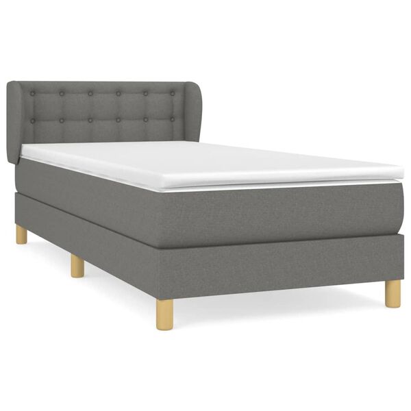 vidaXL Cama box spring con colch&oacute;n tela gris oscuro 90x190 cm
