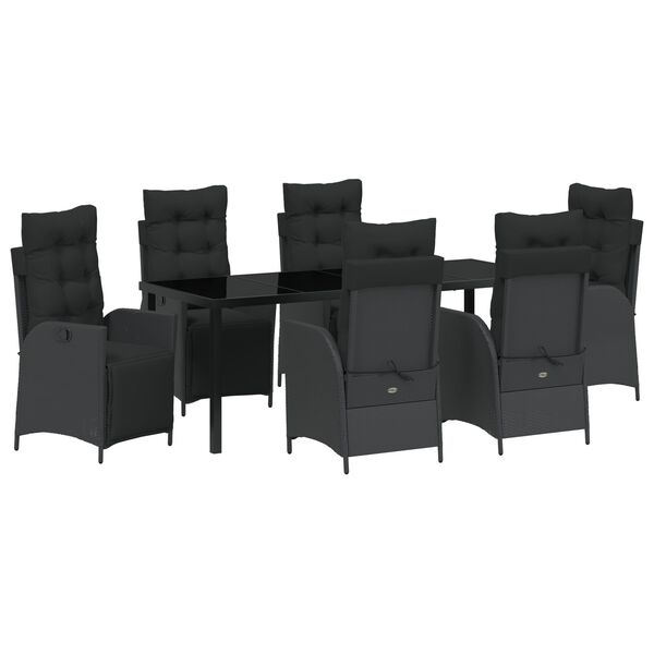 vidaXL Conjunto de Comedor de Jard&iacute;n 7 pcs Negro rat&aacute;n sint&eacute;tico
