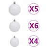 vidaXL Medio árbol de Navidad con luces y bolas blanco 120 cm