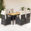 vidaXL Set de comedor de jard&iacute;n 7 pzas y cojines rat&aacute;n sint&eacute;tico negro