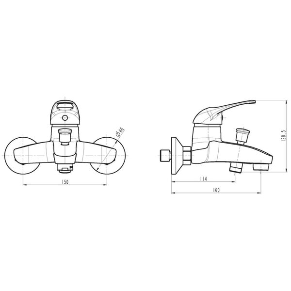 SCHÜTTE Grifo mezclador de bañera CALVINO cromado