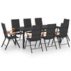 vidaXL Juego de comedor para jard&iacute;n 9 piezas negro y marr&oacute;n