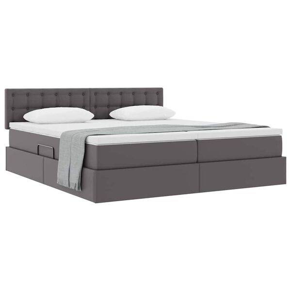 vidaXL Cama con almacenamiento Gris 200 x 200 cm Cuero sint&eacute;tico