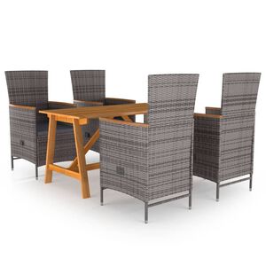 vidaXL Juego de comedor para jard&iacute;n 5 piezas gris