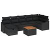 vidaXL Conjunto de sof&aacute;s de jard&iacute;n con coj&iacute;n 8 pcs Negro Polirat&aacute;n