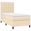 vidaXL Cama box spring con colch&oacute;n tela color crema 90x190 cm