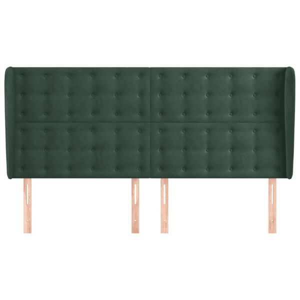 vidaXL Cabecero con orejas de terciopelo verde oscuro 163x23x118/128cm