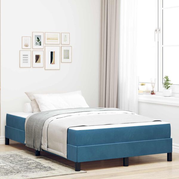 vidaXL Cama tipo Box Spring con colch&oacute;n Azul Oscuro 120 x 190 cm tela