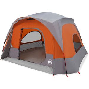 vidaXL Tienda de campa&ntilde;a familiar 6 personas impermeable gris naranja