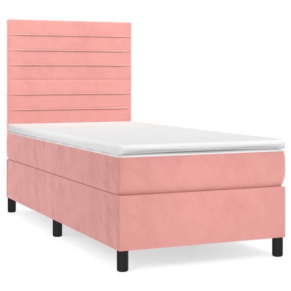 vidaXL Cama box spring con colch&oacute;n terciopelo rosa 90x200 cm