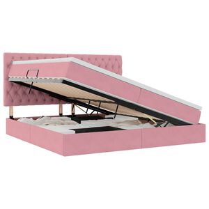 vidaXL Cama con almacenamiento y LED Rosa 200 x 200 cm Terciopelo