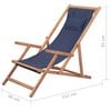 vidaXL Silla de playa plegable de tela y estructura de madera azul