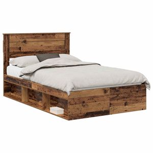 vidaXL Estructura de cama con colchón Madera vieja 135 x 190 cm
