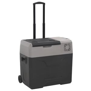 vidaXL Nevera con ruedas y asa polipropileno negro y gris 50 L