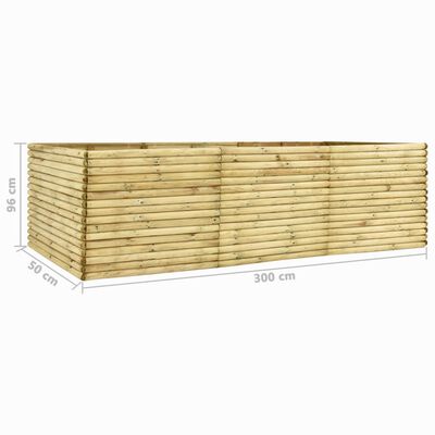 vidaXL Arriate de madera de pino impregnada 300x50x96 cm