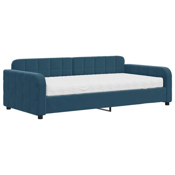 vidaXL Sof&aacute; cama con colch&oacute;n terciopelo azul 100x200 cm