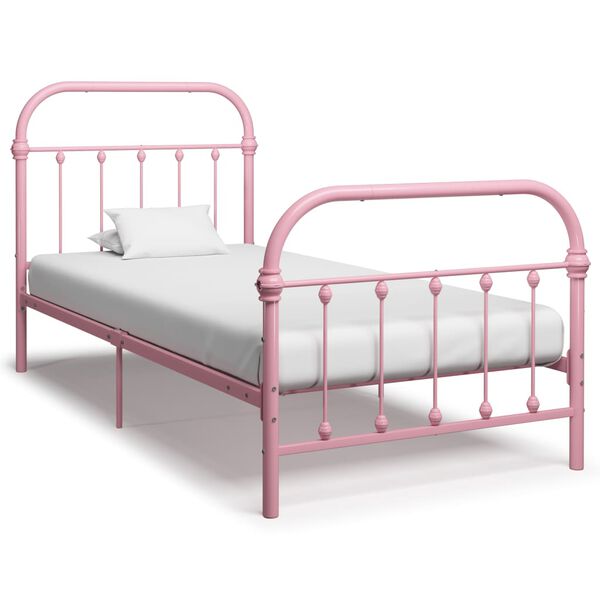 vidaXL Estructura de cama sin colchón metal rosa 90x200 cm