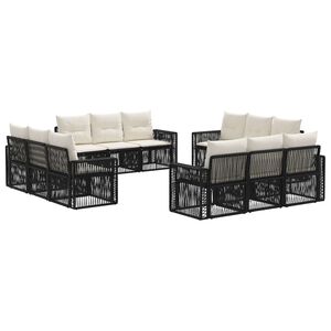 vidaXL Conjunto de sof&aacute;s de jard&iacute;n 12 uds. Negro y Blanco Crema