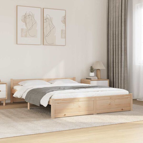 vidaXL Estructura de cama doble sin colch&oacute;n madera maciza 135x190 cm