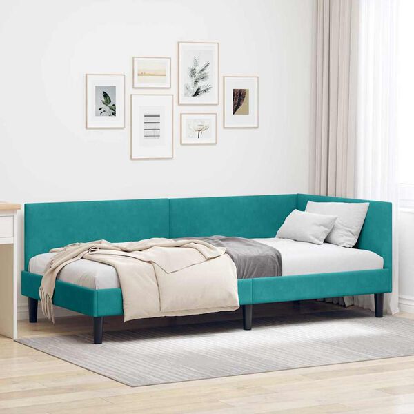 vidaXL Estructura de cama en esquina Tuquesa 90 cm x 190 cm Terciopelo