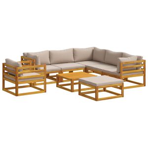vidaXL Juego de Sof&aacute; 8 uds. Natural Madera de Acacia S&oacute;lida