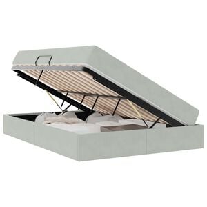 vidaXL Cama con almacenamiento y colch&oacute;n Gris Claro 140 x 190 cm