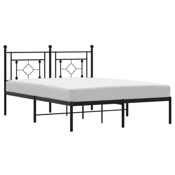 vidaXL Estructura cama sin colch&oacute;n con cabecero metal negro 135x190 cm
