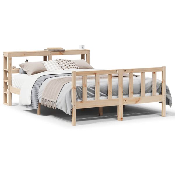 vidaXL Estructura de cama sin colch&oacute;n madera de pino blanco 150x200 cm