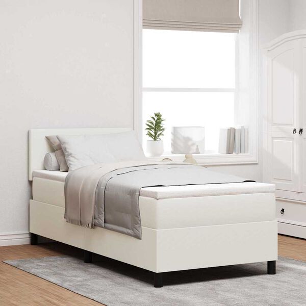 vidaXL Cama tipo Box Spring Manual Crema y Blanco 193 x 90 x 88 cm