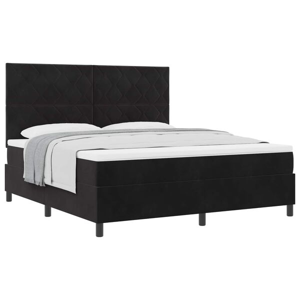 vidaXL Cama tipo Box Spring con colch&oacute;n Negro 180 x 200 cm Terciopelo