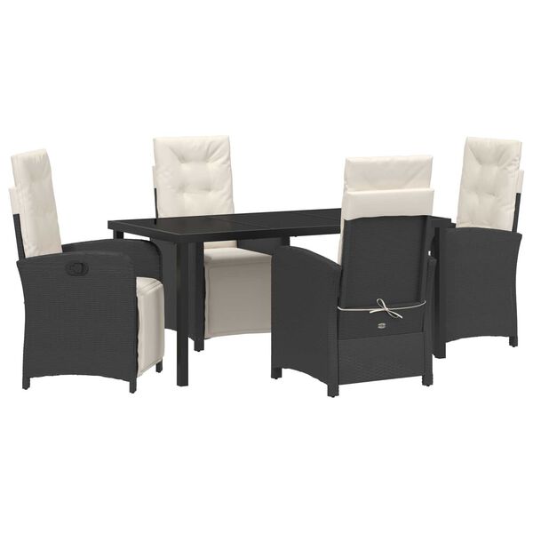 vidaXL Conjunto de Comedor de Jard&iacute;n 5 pcs Negro rat&aacute;n sint&eacute;tico