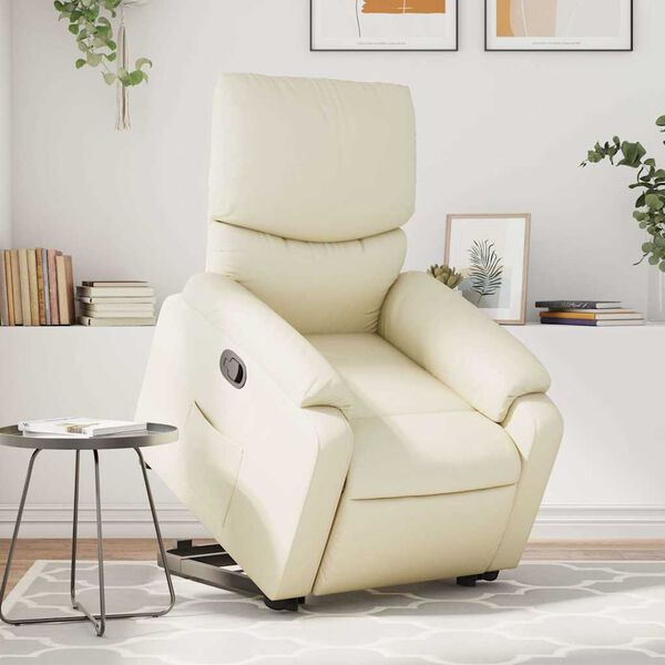 vidaXL Sillón reclinable de masaje de pie cuero artificial color crema