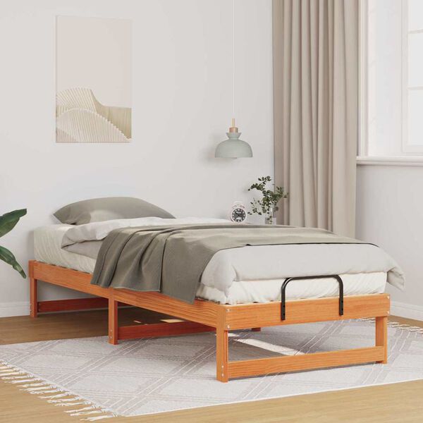 vidaXL Estructura de cama Marrón 80 x 210 cm Madera de pino macizo