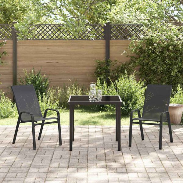vidaXL Conjunto de Comedor de Jard&iacute;n 3 pcs Negro