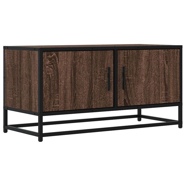 vidaXL Mueble TV metal y madera ingenier&iacute;a marr&oacute;n roble 80x34,5x40 cm
