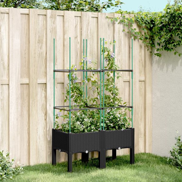 vidaXL Jardinera con enrejado PP negro 80x40x142,5 cm