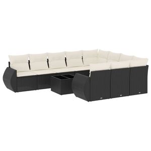 vidaXL Set de sof&aacute;s de jard&iacute;n 11 pzas y cojines rat&aacute;n sint&eacute;tico negro