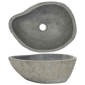 vidaXL Lavabo ovalado piedra de río (37-46)x(29-36) cm