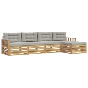 vidaXL Conjunto de sof&aacute;s de exterior 5 uds. Blanco y Gris Claro
