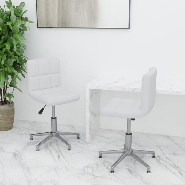 vidaXL Sillas de comedor giratorias 2 unidades cuero sint&eacute;tico blanco