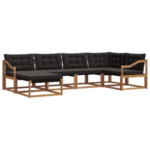 vidaXL Conjunto de sof&aacute;s de exterior con coj&iacute;n 6 pcs Natural y negro