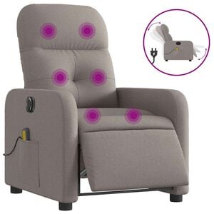 vidaXL Sill&oacute;n reclinable de masaje el&eacute;ctrico tela gris taupe