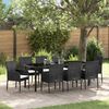 vidaXL Conjunto de Comedor de Jard&iacute;n 9 pcs Negro rat&aacute;n sint&eacute;tico