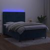 vidaXL Cama box spring colch&oacute;n y LED terciopelo azul oscuro 140x200 cm