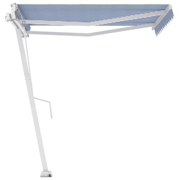 vidaXL Toldo de pie automático azul y blanco 350x250 cm