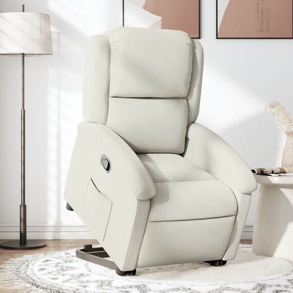 vidaXL Sill&oacute;n reclinable elevable terciopelo crema