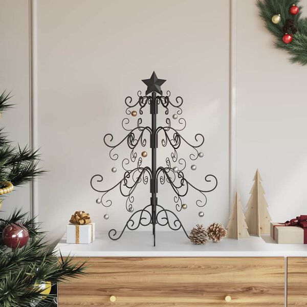 vidaXL &Aacute;rbol de Navidad de metal con soporte Negro 60 cm