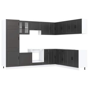 vidaXL Mueble de cocina Porto negra 14 piezas madera contrachapada